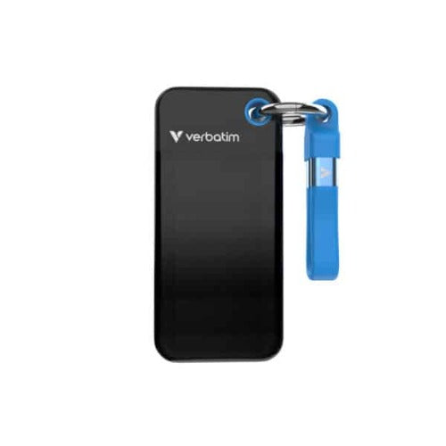 Verbatim Pocket SSD USB 3.2 Gen 2 2TB Black/Blue, Convenient keyring and cable holder keeps your cable neat and tangle-free											Verbatim Pocke - Image 2