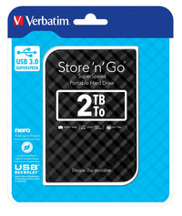 Verbatim 2TB 2.5" USB 3.0 Black Store'n'Go HDD Grid Design, Ultra Portable, High Speed & Capacity. Backup and Store + Nero Backup Software - Image 1