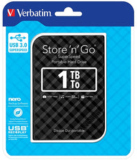Verbatim 1TB 2.5" USB 3.0 Black Store'n'Go HDD Grid Design, Ultra Portable, High Speed & Capacity. Backup and Store + Nero Backup Software - Image 1