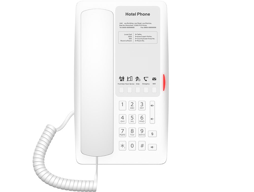 FANVIL, H4 Hotel IP Phone, White, Cost-effective hotel IP phone, HD voice, 0/100Mbps Ethernet, and PoE, 5 programmable soft keys - Image 4