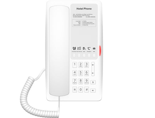 FANVIL, H4 Hotel IP Phone, White, Cost-effective hotel IP phone, HD voice, 0/100Mbps Ethernet, and PoE, 5 programmable soft keys - Image 1