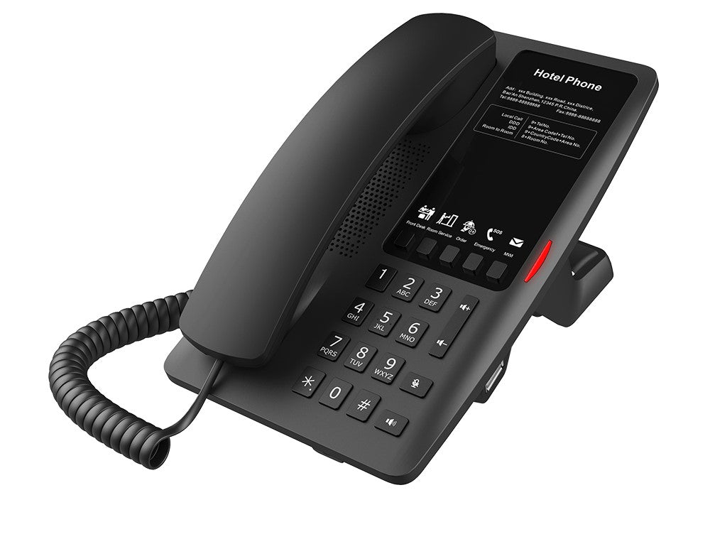 FANVIL, H4 Hotel IP Phone, Black, Cost-effective hotel IP phone, HD voice, 0/100Mbps Ethernet, and PoE, 5 programmable soft keys - Image 3