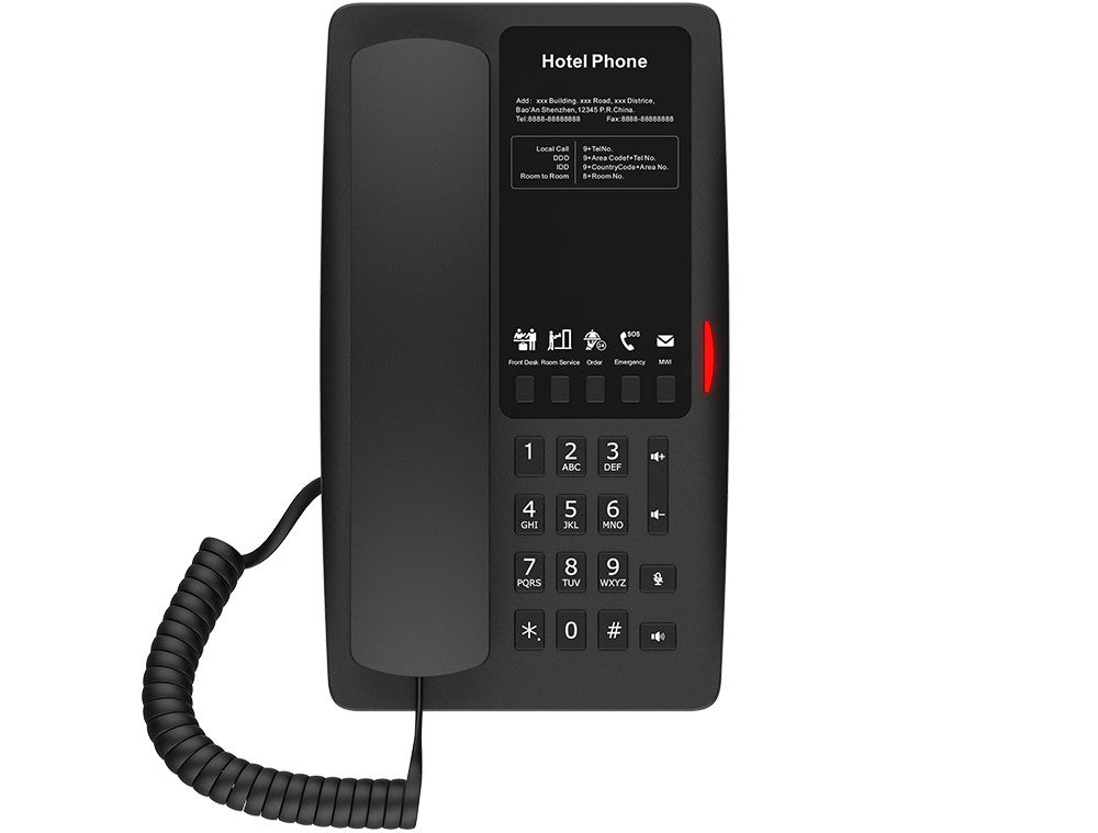 FANVIL, H4 Hotel IP Phone, Black, Cost-effective hotel IP phone, HD voice, 0/100Mbps Ethernet, and PoE, 5 programmable soft keys - Image 4