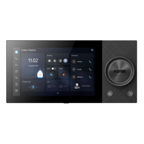Fanvil i564W SIP indoor unit w/ tactile knob control,7-inch touchscreen,dual-band Wi‑Fi 6, 5W speaker,5m voice pickup,BLE access, RS485 inteface, RJ45 - Image 1