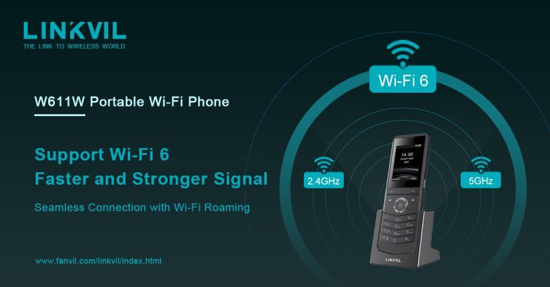 Fanvil Linkvil W611W Portable Wi-Fi Phone 2.4" Color Screen, Support Dual-band Wi-Fi, Up To 9 Hours Talk Time, Waterproof& Dustproof, - Image 4