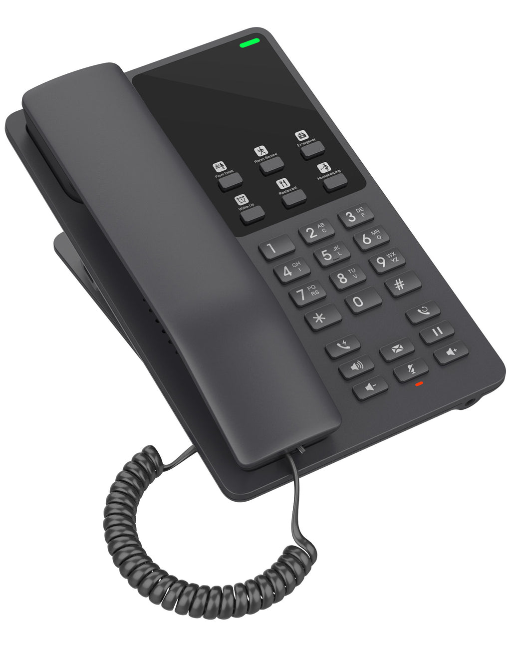 Grandstream GHP621 Desktop Hotel Voice IP Phone, Black, PoE, Wired Handset, 2 Lines, LCD, Gigabit Ethernet - Image 2