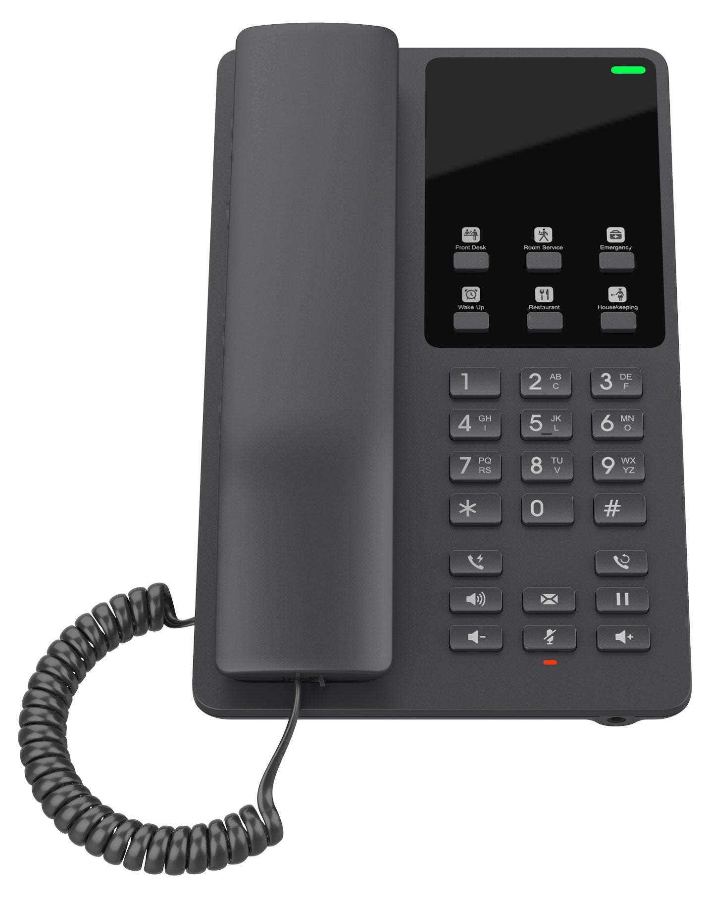 Grandstream GHP621 Desktop Hotel Voice IP Phone, Black, PoE, Wired Handset, 2 Lines, LCD, Gigabit Ethernet - Image 5