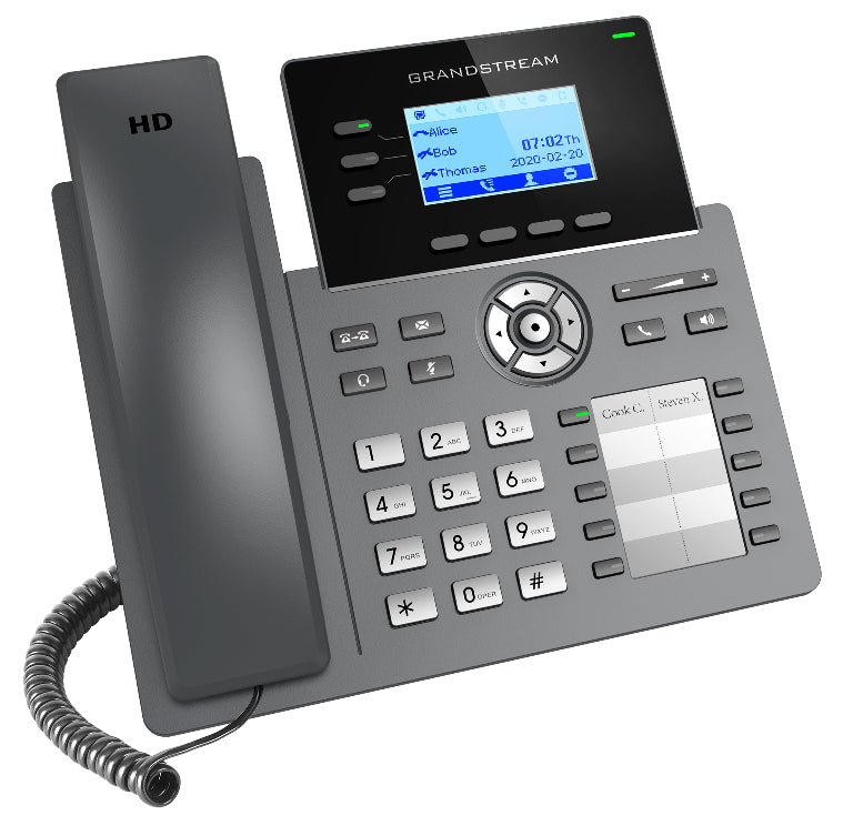 Grandstream GRP2604P 3 Line IP Phone, 6 SIP Accounts, 132x48 Backlit Screen, HD Audio, Powerable Via POE - Image 2