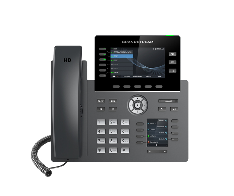 Grandstream GRP2616 6 Line IP Phone, 6 SIP Accounts, 480x272 Colour Screen, HD Audio, Integrated Bluetooth+WiFi, Powerable Via POE - Image 5