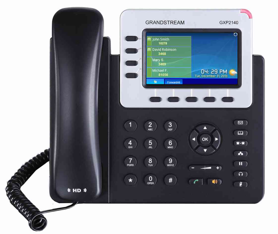 Grandstream GXP2140 4 Line IP Phone, 4 SIP Accounts, 480x272 Colour LCD Screen, HD Audio, Built-In Bluetooth, Powerable Via POE - Image 1