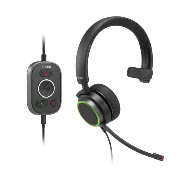 SNOM A330M Over-Ear USB-A Mono Headset, Passive Noise Cancellation, Black, USB/RJ9/3.5 Jack Cable with Call Control, Soft PU Leather - Image 5