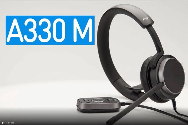 SNOM A330M Over-Ear USB-A Mono Headset, Passive Noise Cancellation, Black, USB/RJ9/3.5 Jack Cable with Call Control, Soft PU Leather
