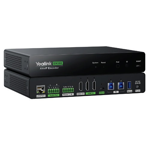 Yealink EN300 AV over IP encoder, 4K60 4:4:4 HDMI, Dante AV-H, USB-C BYOD, 100W charging, HDCP 2.3, Gigabit AV distribution, PoE+ - Image 1