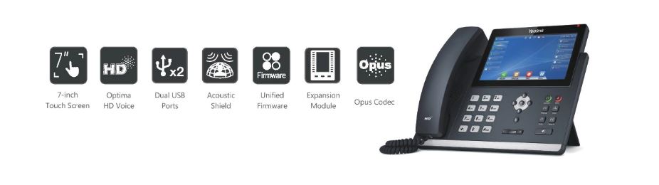 Yealink T48U 16 Line IP phone, 7" 800x480 pixel colour touch screen, Optima HD voice, Dual Gigabit Ports, 1 USB port for BT40/WF40/Recording, (T48S) - Image 4