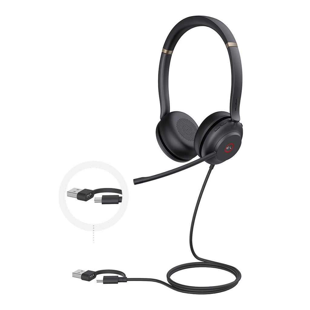 Yealink UH37 Dual MicrosoftTeams Certified USB Wired Headset USB-C/A PROFESSIONAL USB HEADSET Dual Noise-Cancelling, USB-C to USB-A adapter - Image 5