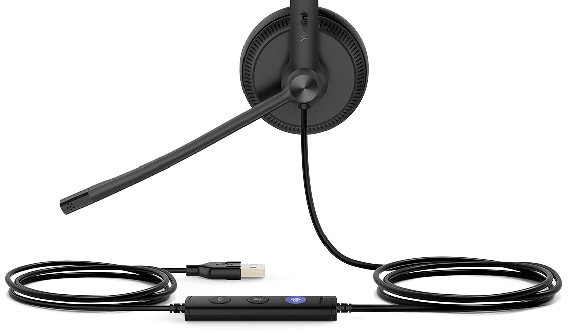 Yealink UH34 Mono UC USB Headset, Lightweight, All Day Wearing Comfort, Ear Wideband Noise Cancelling Microphone, Leather Ear Cushions, USB-A - Image 2