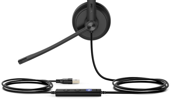 Yealink UH34 Mono UC USB Headset, Lightweight, All Day Wearing Comfort, Ear Wideband Noise Cancelling Microphone, Leather Ear Cushions, USB-A