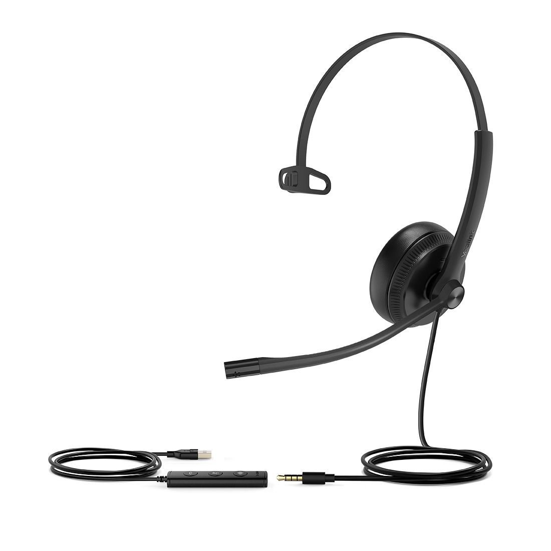 Yealink UH34 Special Edition Mono UC USB Headset, USB-A  3.5mm, Audio Clarity, Noise Cancelling Microphone, Leather Ear Cushions, YHC20 Controller - Image 1