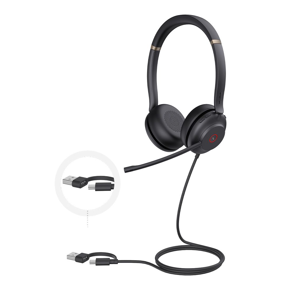 Yealink UH37 Dual USB-C/A USB Wired Headset, UC Dual, USB-C/A, 35mm Speakers, Stereo, HD Audio, 2Mic Noise Killer, Microsoft Teams & UC Certified - Image 1