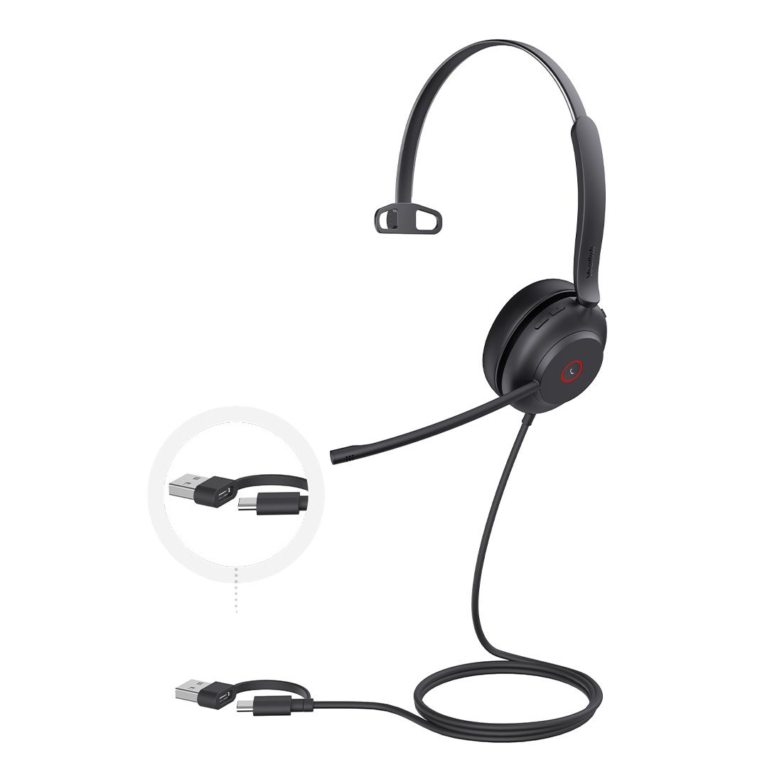 Yealink UH37 Mono USB Wired Headset, UC, USB-C/A, 35mm Speaker, Busylight, Leather Ear Cushion,HD Audio, 2Mic Noise Killer, Microsoft Teams & UC - Image 1