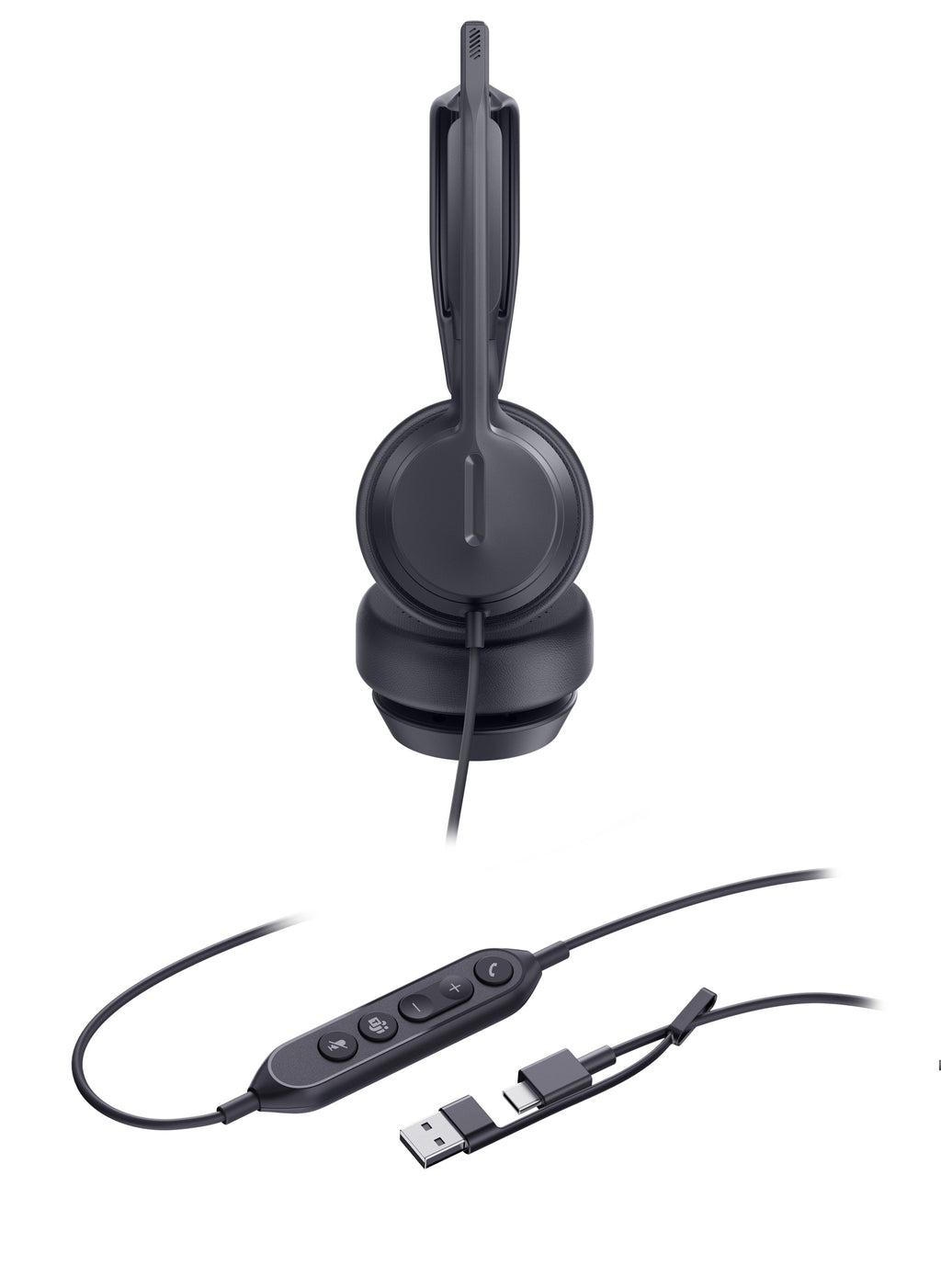 Yealink UH42 Dual Teams USB-C/A Microsoft Certified Teams USB Wired Headset, Noise-Canceling Microphone, Leather Ear Cushions Controller Teams  button - Image 3