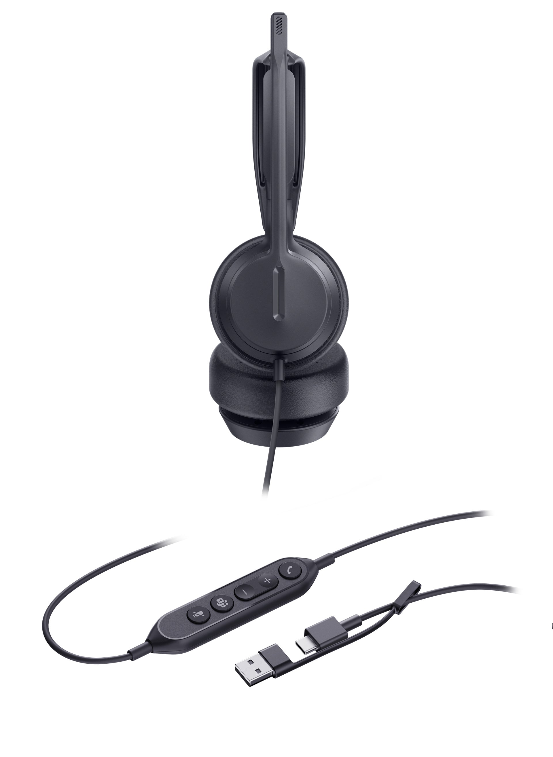 Yealink UH42 Dual Teams USB-C/A Microsoft Certified Teams USB Wired Headset, Noise-Canceling Microphone, Leather Ear Cushions Controller Teams  button - Image 3