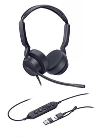 Yealink UH42 Dual Teams USB-C/A Microsoft Certified Teams USB Wired Headset, Noise-Canceling Microphone, Leather Ear Cushions Controller Teams  button - Image 1