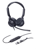 Yealink UH42 Dual Teams USB-C/A Microsoft Certified Teams USB Wired Headset, Noise-Canceling Microphone, Leather Ear Cushions Controller Teams  button - Image 1