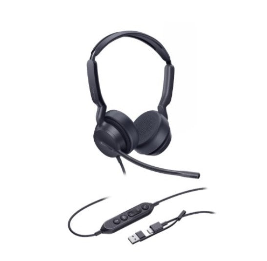 *LS Yealink UH42SE Dual UC USB-C/A, USB Wired Headset, Noise-Canceling Microphone, Leather Ear Cushions Control - Image 1