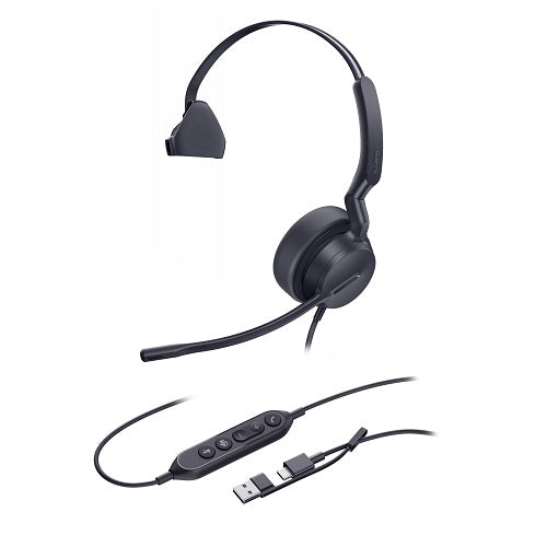 *LS Yealink UH42SE Mono Teams USB-C/A Microsoft Certified Teams USB Wired Headset, Noise-Canceling Microphone, Leather Ear Cushions Control - Image 2