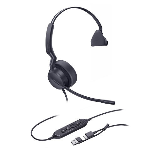 *LS Yealink UH42SE Mono Teams USB-C/A Microsoft Certified Teams USB Wired Headset, Noise-Canceling Microphone, Leather Ear Cushions Control - Image 3