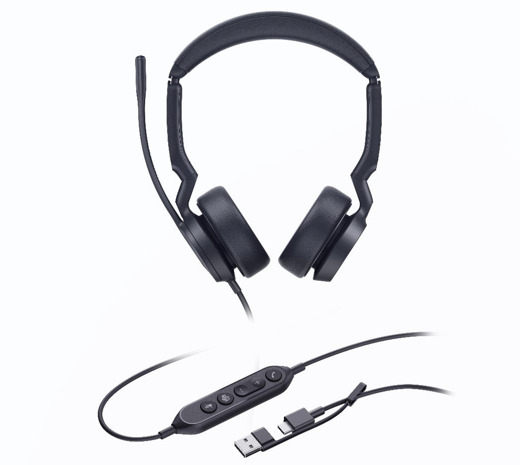 Yealink UH44 Dual Teams USB-C/A Microsoft Certified Teams USB Wired HeadsetDual Noise-Canceling Microphones 35mmSpeaker Busylight Leather Ear Cushions - Image 2