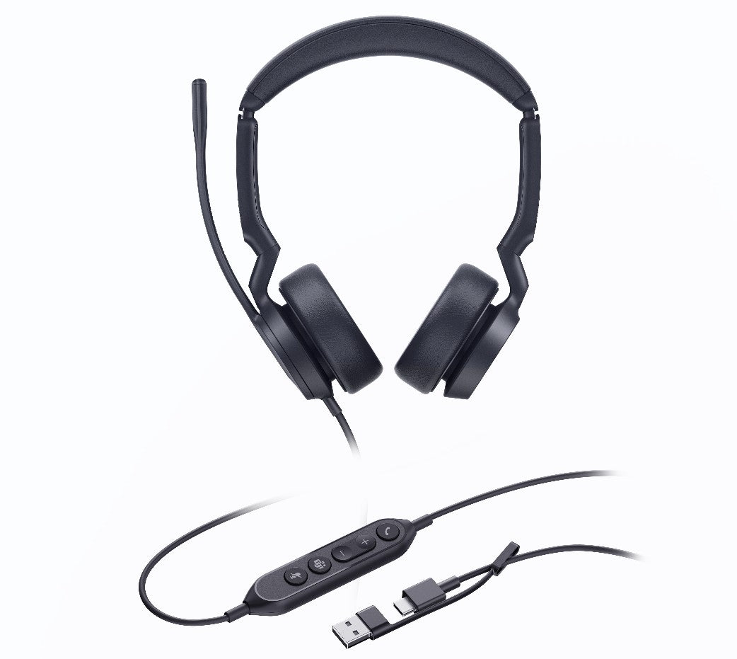 Yealink UH44 Dual Teams USB-C/A Microsoft Certified Teams USB Wired HeadsetDual Noise-Canceling Microphones 35mmSpeaker Busylight Leather Ear Cushions - Image 2