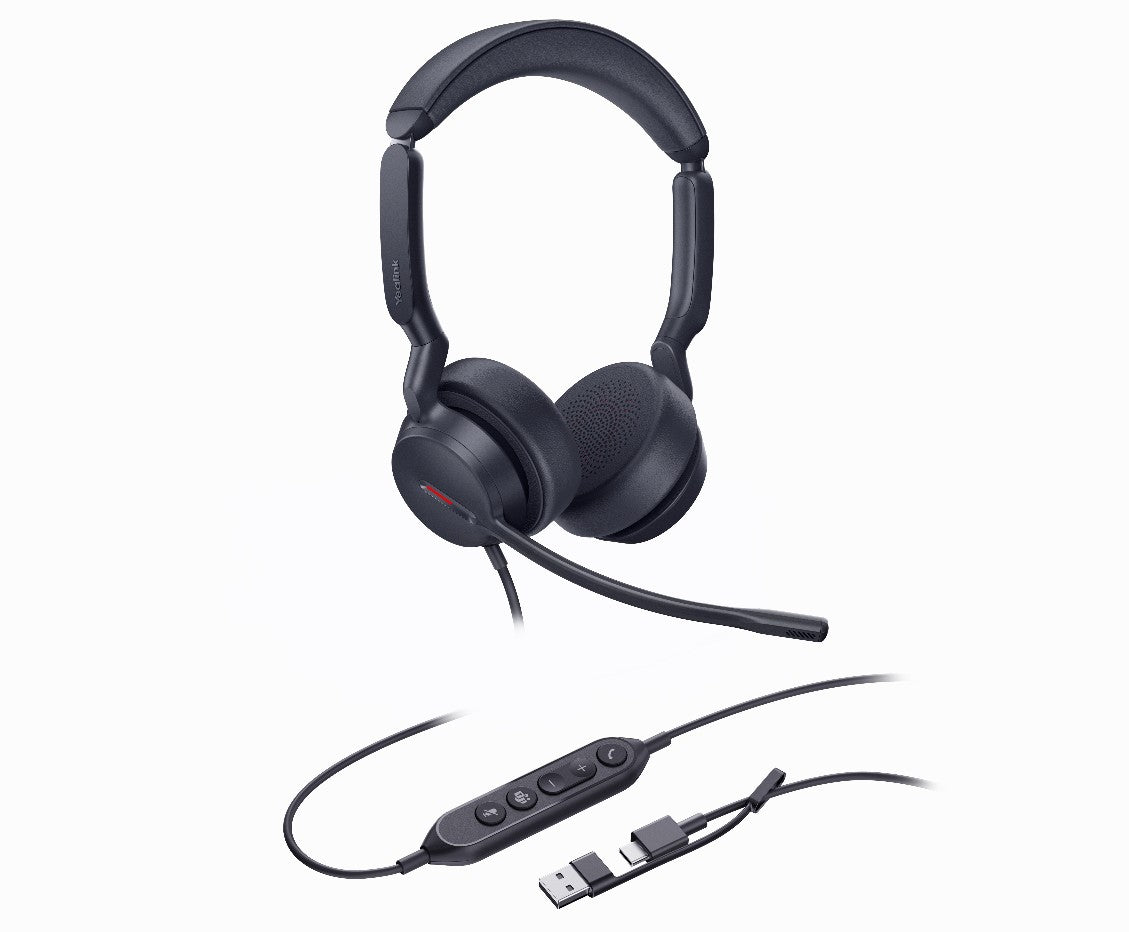 Yealink UH44 Dual Teams USB-C/A Microsoft Certified Teams USB Wired HeadsetDual Noise-Canceling Microphones 35mmSpeaker Busylight Leather Ear Cushions - Image 5
