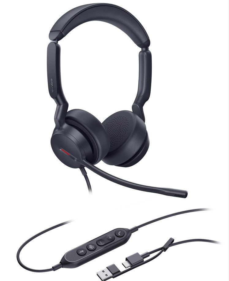 Yealink UH44 Dual Teams USB-C/A Microsoft Certified Teams USB Wired HeadsetDual Noise-Canceling Microphones 35mmSpeaker Busylight Leather Ear Cushions - Image 3