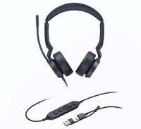 Yealink UH44 Dual UC USB-C/A Unified  Communications USB Wired Headset Dual Noise-Canceling Microphones 35mmSpeaker Busylight Leather Ear Cushions - Image 2