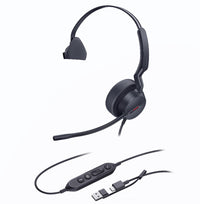 Yealink UH44 Mono Teams USB-C/A Microsoft Certified USB Wired Headset, Dual Noise-Canceling Microphones, 35mm Speaker, Busylight Leather Ear Cushions - Image 2