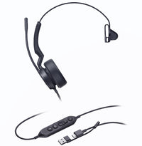 Yealink UH44 Mono Teams USB-C/A Microsoft Certified USB Wired Headset, Dual Noise-Canceling Microphones, 35mm Speaker, Busylight Leather Ear Cushions - Image 3