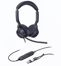 Yealink UH46 Dual Teams USB-C/A Microsoft  Certified Teams USB Wired Headset 3-Noise-Canceling Microphones 35mm Speaker Busylight Leather Controller - Image 1