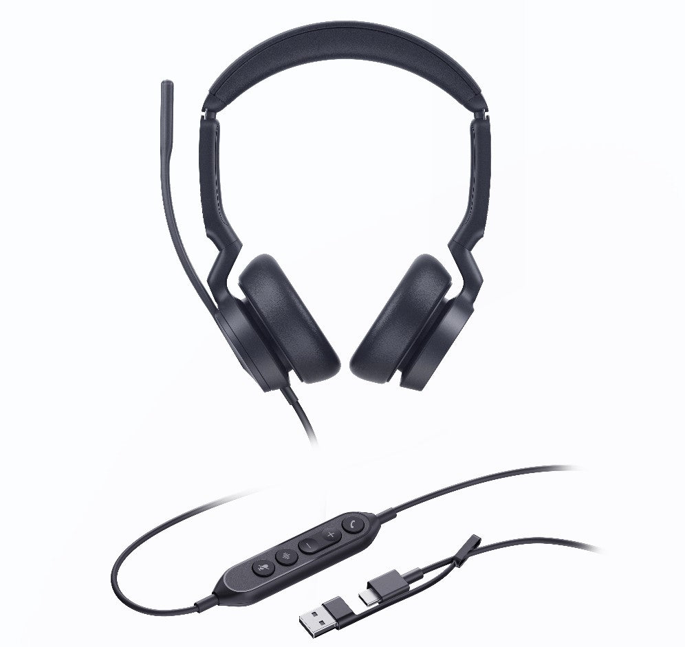 Yealink UH46 Dual UC USB-C/A Unified  Communications  USB  Wired  Headset 3-Noise-Canceling Microphones 35mm Speaker Busylight Leather Controller - Image 2