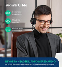 Yealink UH46 Dual UC USB-C/A Unified  Communications  USB  Wired  Headset 3-Noise-Canceling Microphones 35mm Speaker Busylight Leather Controller - Image 3