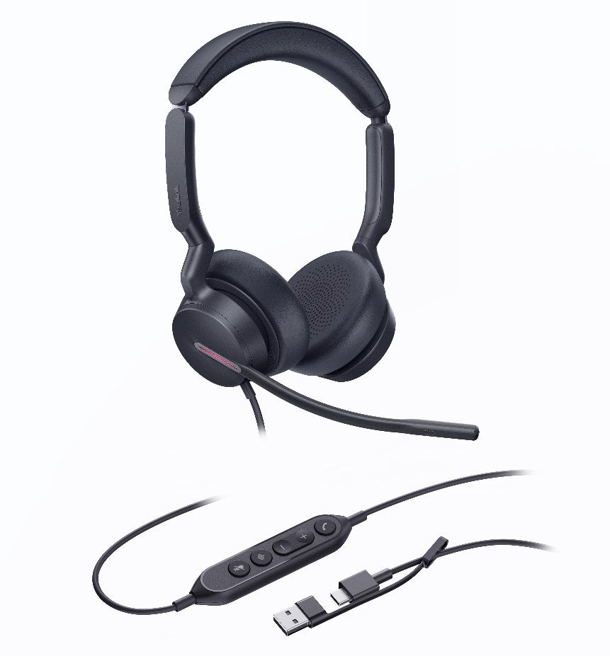 Yealink UH46 Dual UC USB-C/A Unified  Communications  USB  Wired  Headset 3-Noise-Canceling Microphones 35mm Speaker Busylight Leather Controller - Image 4