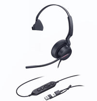 Yealink UH46 Mono Teams USB-C/A Microsoft Certified Teams USB Wired Headset 3-Noise-Canceling Microphones 35mm Speaker Busylight Leather Controller - Image 1
