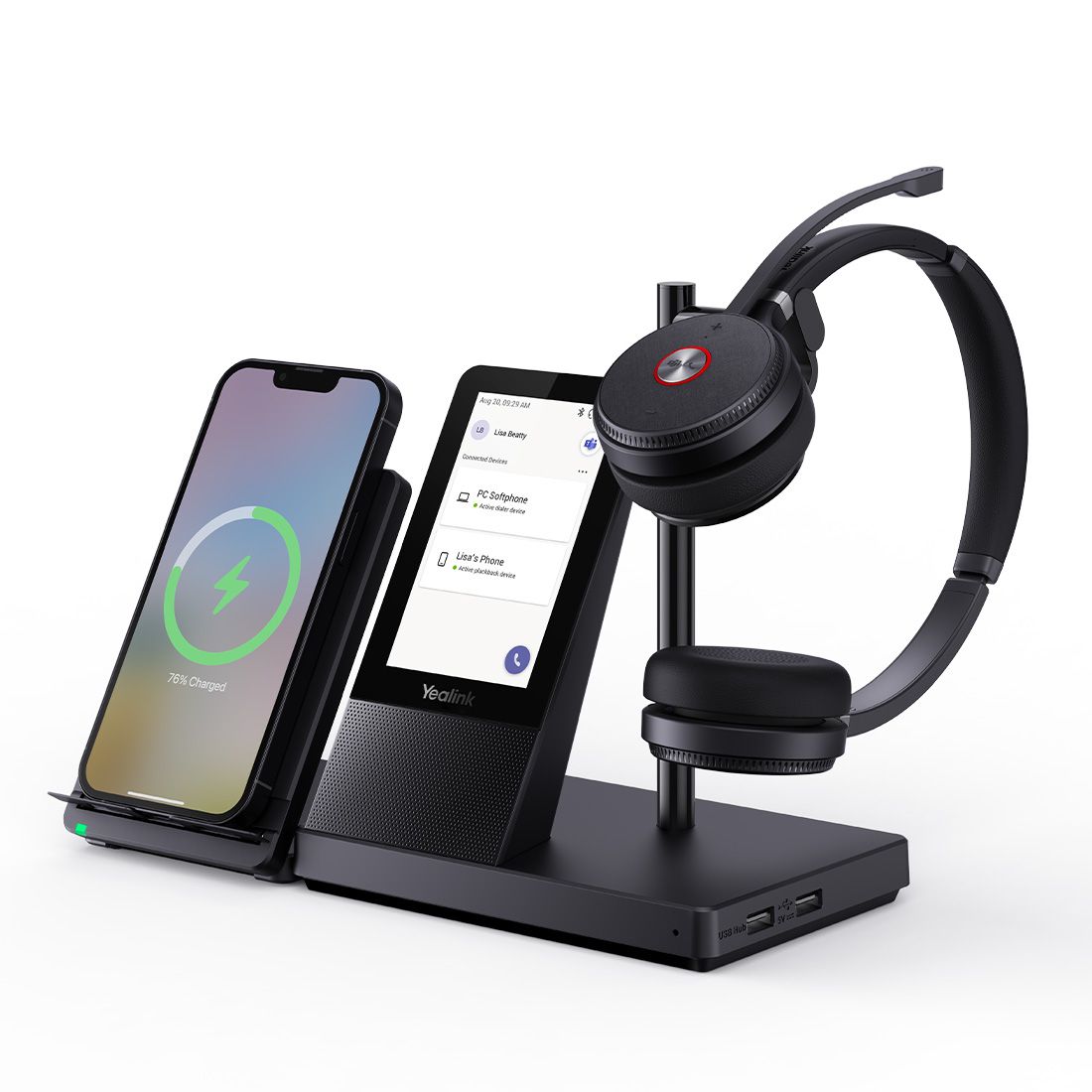 Yealink WH66 Dual Teams DECT Wireless Headset, UC Workstation, HD Voice, 2-Mic Noise Cancellation&330° Adjustable, Leather Ear Cushions, Teams, Zoom - Image 4