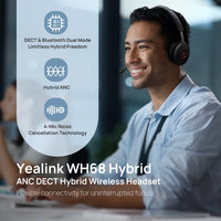 Yealink WH68 Hybrid Dual Teams   DECT & Bluetooth Hybrid Wireless Technology, 4-Mic Hybrid ANC, 4-Mic Noise Cancellation, All-Day-Wearing Comfort WDD6 - Image 3