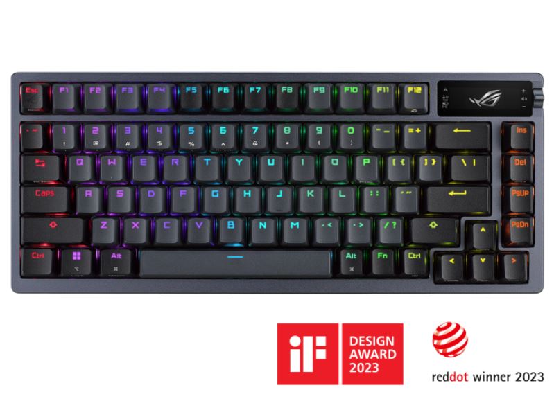 ASUS ROG AZOTH/NXSM/PBT Gaming Keyboard, OLED Display, NX Storm Switch, 75 Keys, Tri-mode Connection, Black, Tactile Bump/Clicky - Image 1