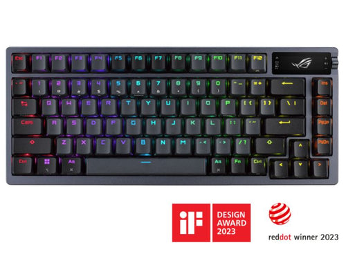 ASUS ROG AZOTH/NXSW/US/PBT (Snow Switch) Gaming Keyboard, OLED Display, NX Snow Switch, 75 Keys, Tri-mode Connection, Quiet - Image 1