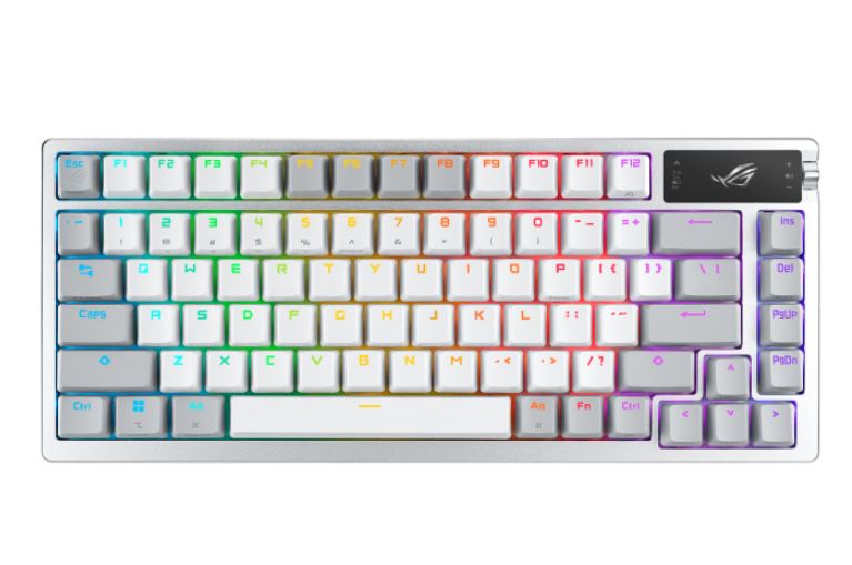 ASUS ROG AZOTH/US/PBT/WHT  (Snow Switch) Gaming Keyboard, OLED Display, NX Snow Switch, 75 Keys, Tri-mode Connection, White, Quiet - Image 1