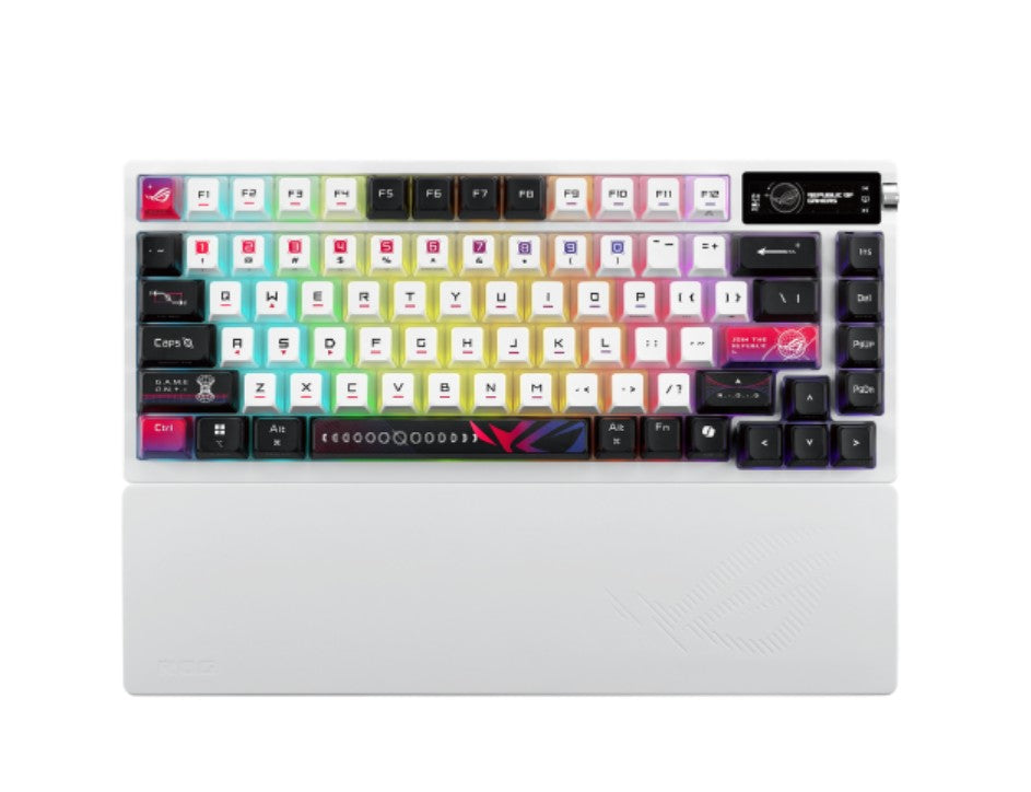 ASUS ROG AZOTH X SNOW SWITCH ROG NX V2 Mechanical Switches, Dye-sublimated, Semi-translucent keycaps, Metal top cover, gasket mount - Image 2