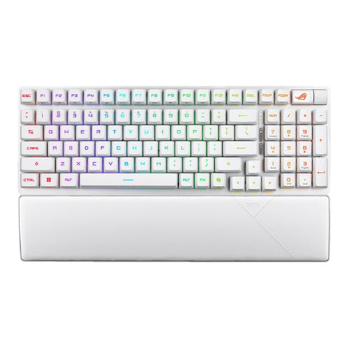 ASUS ROG Strix Scope II 96 RX Wireless Keyboard - White, USB-C / BT 5.1 / 2.4GHz,  RGB Per-Key, NKRO,  8000Hz,  2m Cable, AURA Sync - Image 1